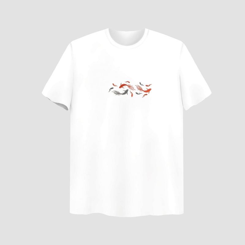 Koi Embroidered White Oversize T-Shirt
