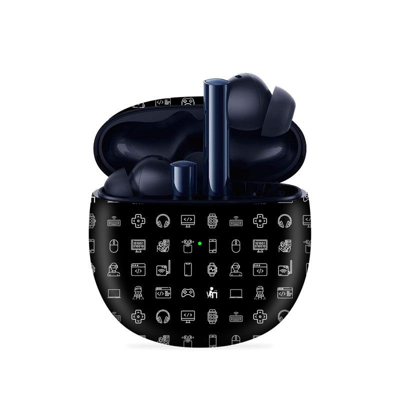 Tech Icons Black Skin For Realme Buds Air 2