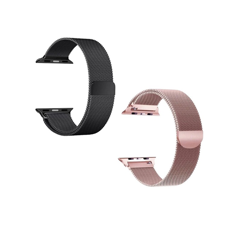 iWatch Melanese Mesh Strap Black & Rose Pink (Combo) - SELECT MM- WrapCart