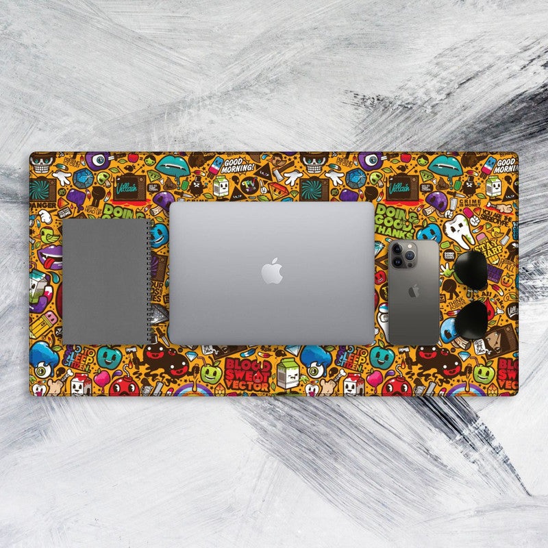 Olive Yellow Abstract Tech Mat