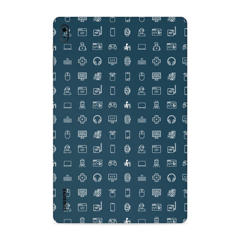 Tech Icons Dark Blue Tab Skin