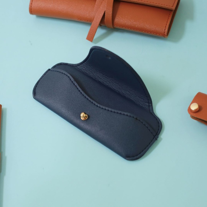 Foldable Sunglasses/Spectacles Leather Organizer - Blue