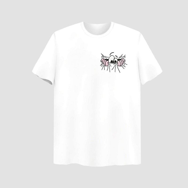 Hidden Eyes Embroidered White Oversize T-Shirt