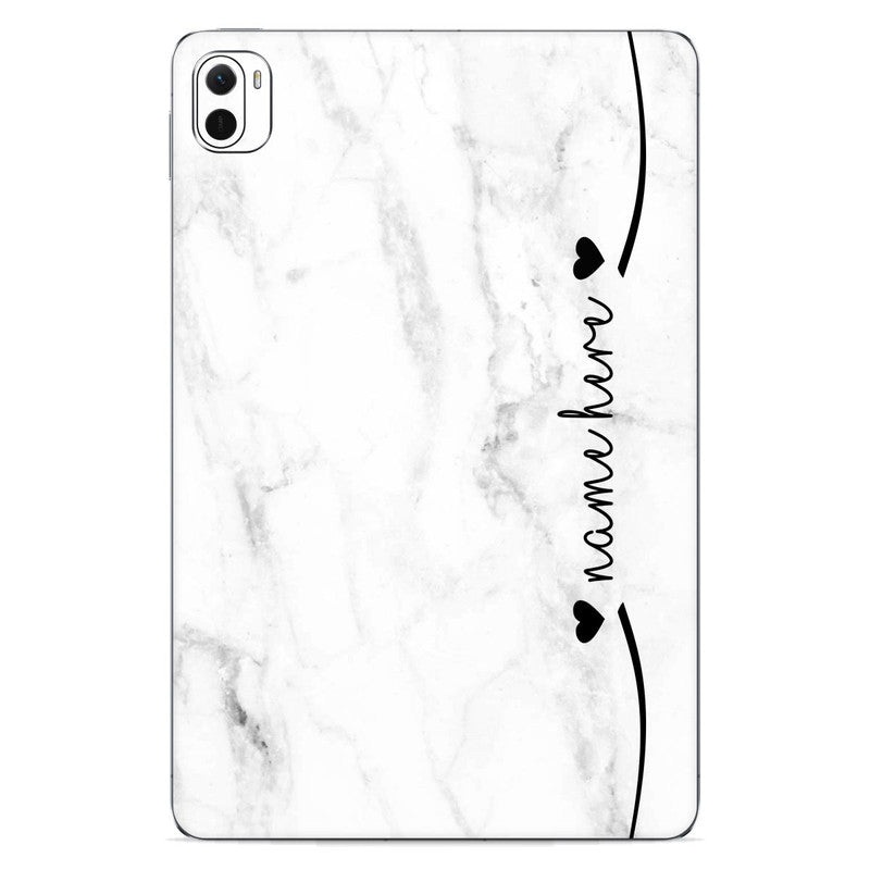 White Marble Custom Name Xiaomi Pad Skin