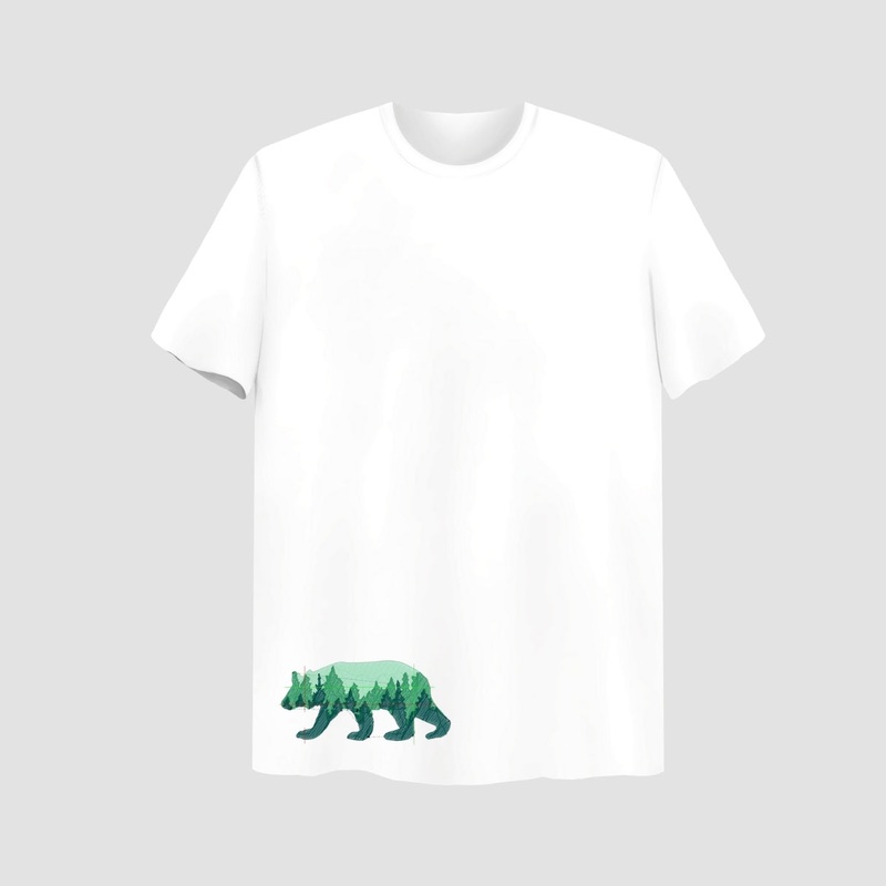 Bear Embroidered White Oversize T-Shirt