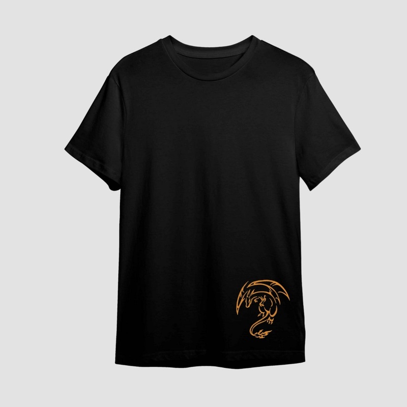 Charizard Embroidered Black Oversize T-Shirt