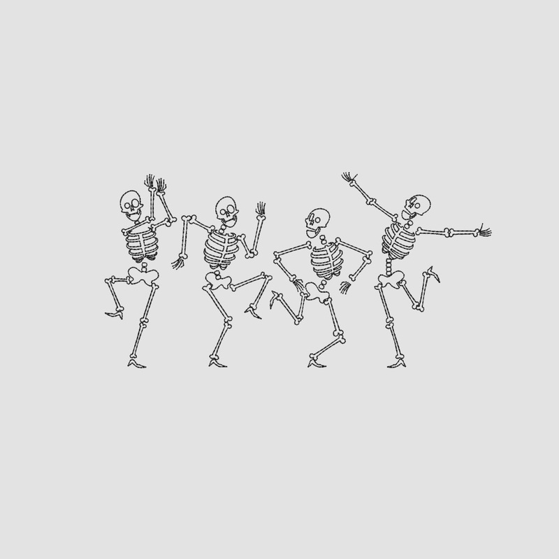 Dancing Skeletons Embroidered Black Oversize T-Shirt