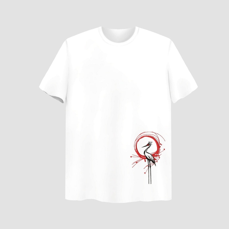 Heron Embroidered White Oversize T-Shirt