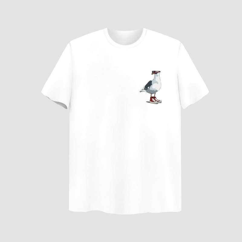 Seagull Embroidered White Oversize T-Shirt