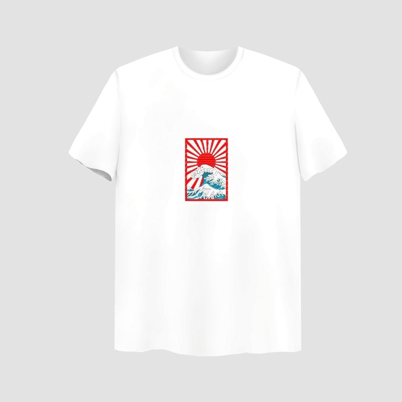 Sun Rise Embroidered White Oversize T-Shirt