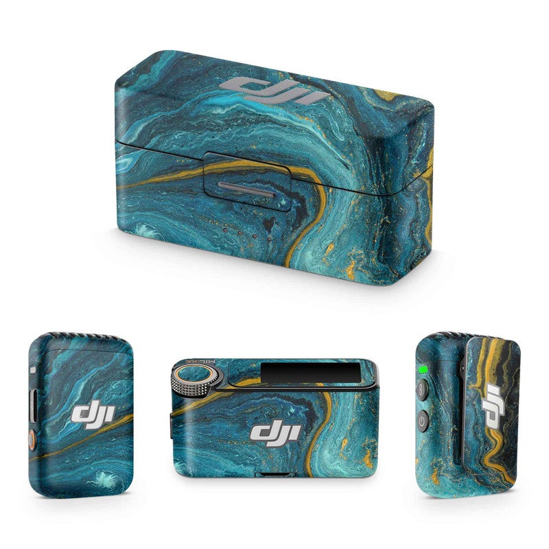 Blue Gold Marble 2 DJI Mic Skin
