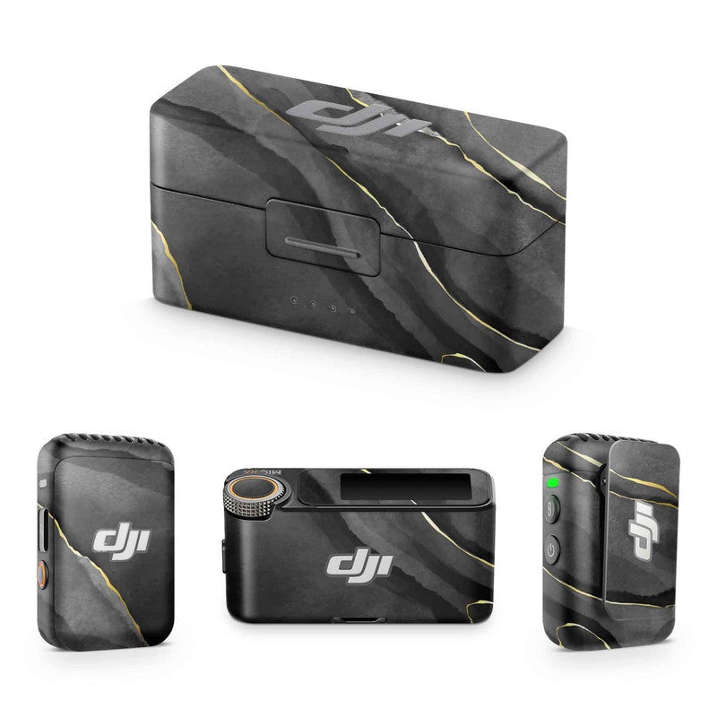 Royal Black Marble DJI Mic Skin