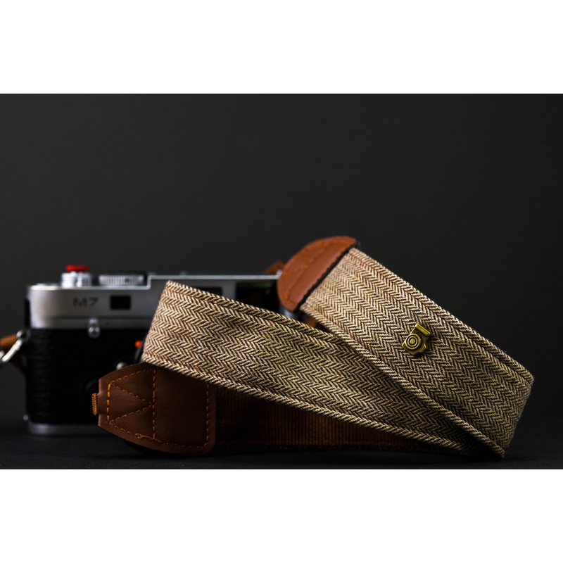 Brown Cotton Leather Camera Strap