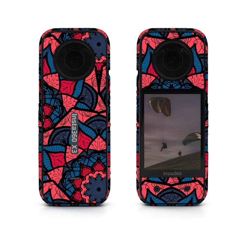 Red Floral Seamless Pattern Insta360 Skin