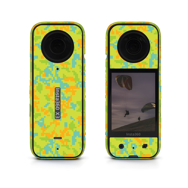 Green Glitched Pattern Insta360 Skin