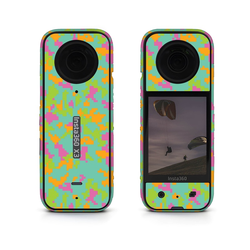 Sea Green Glitched Pattern Insta360 Skin