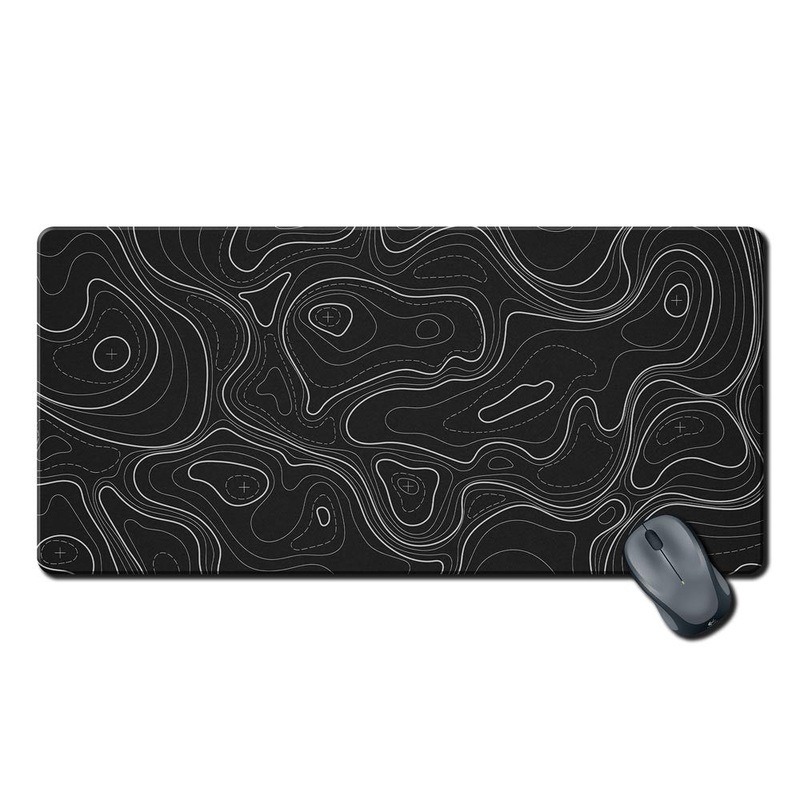 Topographic Black Map - DeskMat