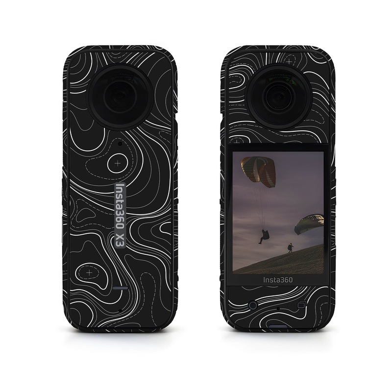 Topographic Black Map Insta360 Skin