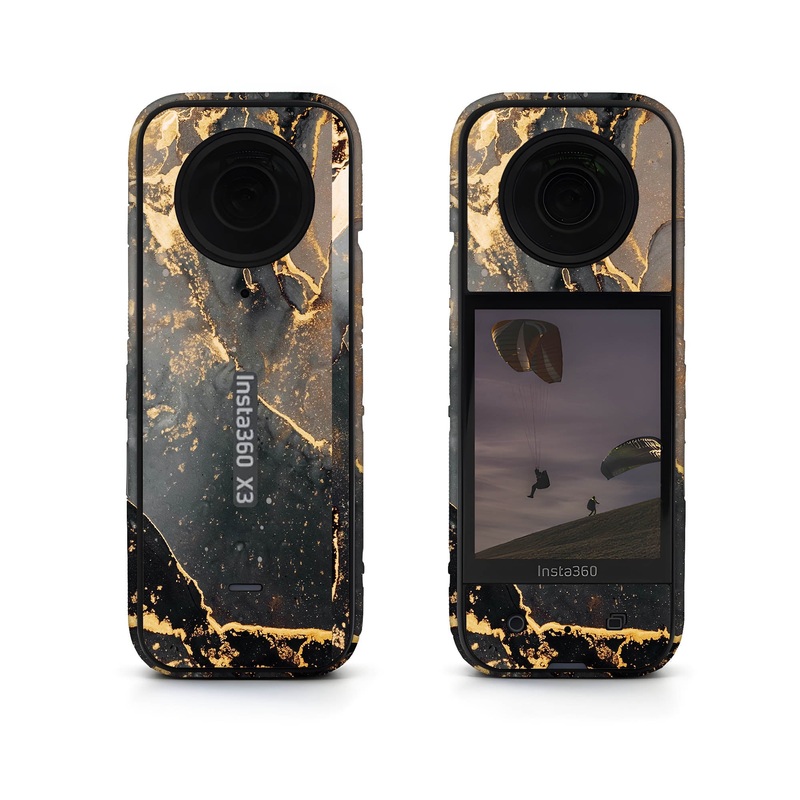 Black Gold Marble Insta360 Skin