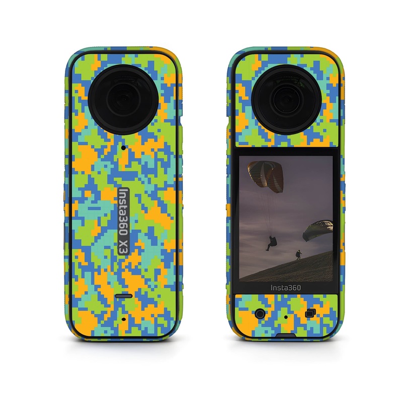 Blue Glitched Pattern Insta360 Skin