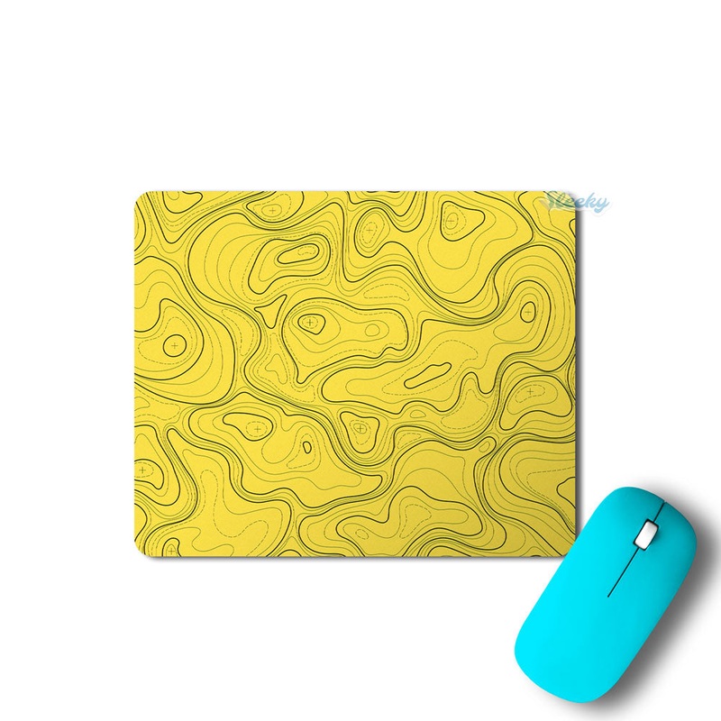 Topographic Yellow Map - Mousepad