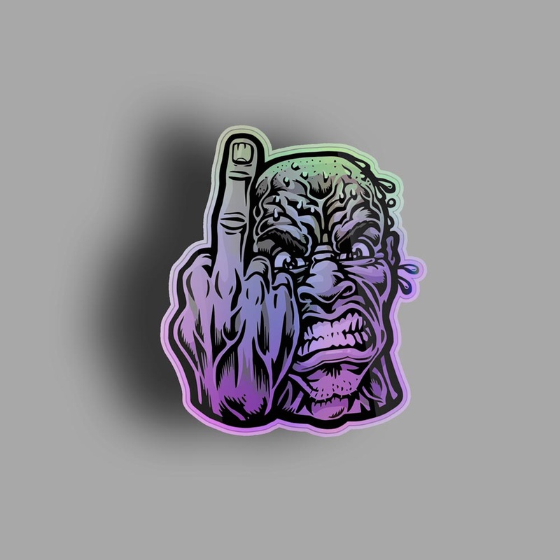 Angry Man Middle Finger - Holographic Sticker