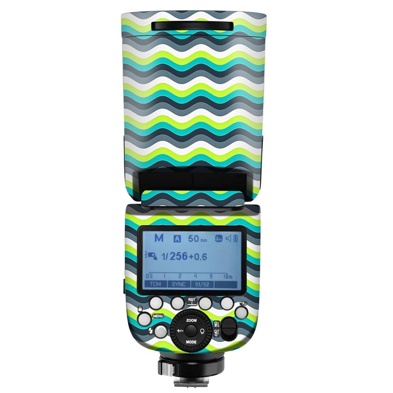 Green Yellow Waves - Camera Flash Skin