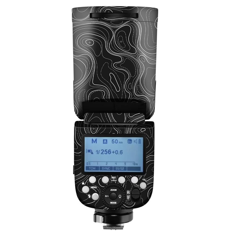 Topographic Black Map - Camera Flash Skin