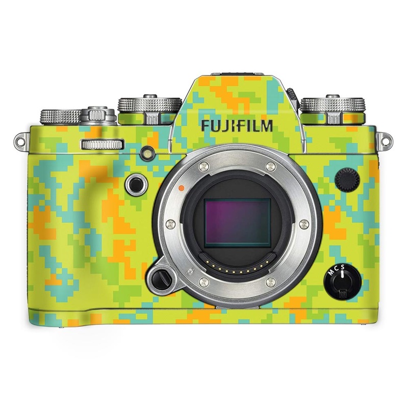 Green Glitched Pattern Camo - FujiFilm Camera Skin