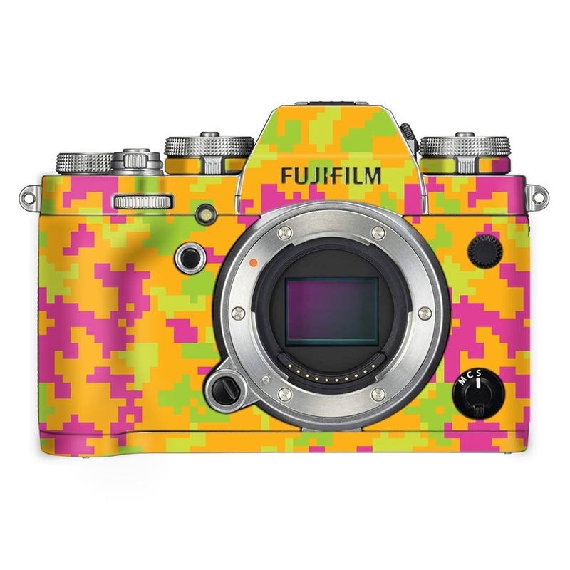 Orange Glitched Pattern Camo - FujiFilm Camera Skin