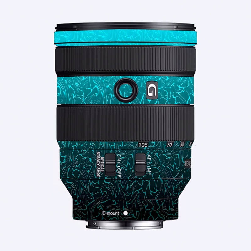 Cyan Blue to Black Gradient Sony 24-105mm Camera Lens Skin