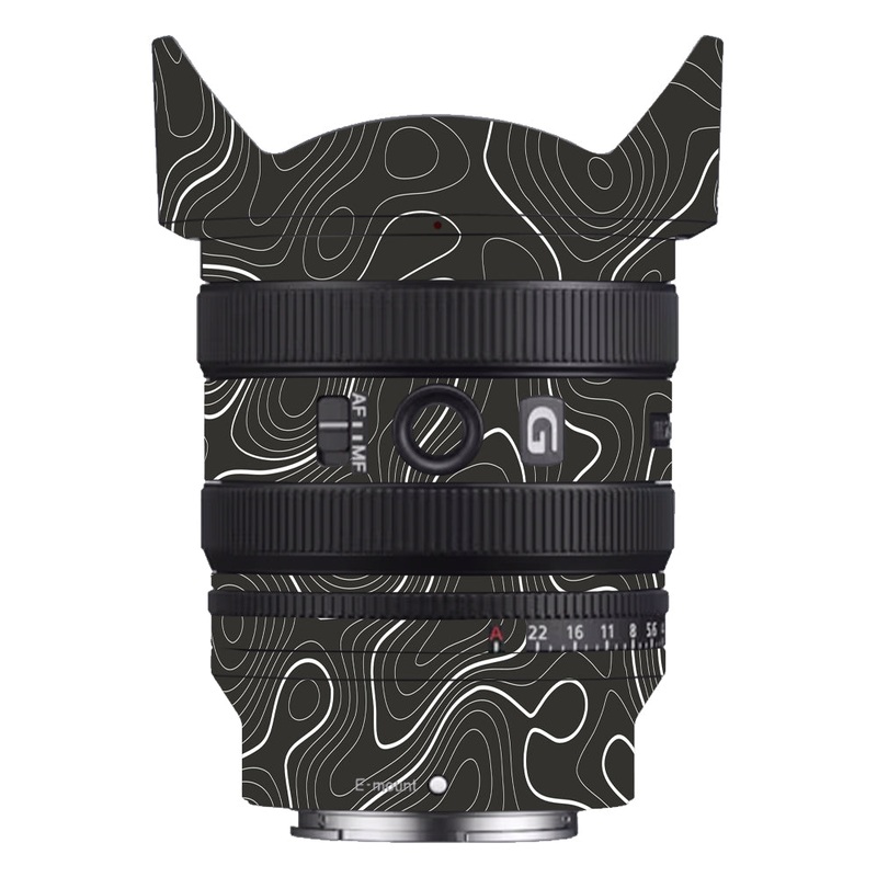Grayscale Topographic Lines Sony 24-50mm Camera Lens Skin