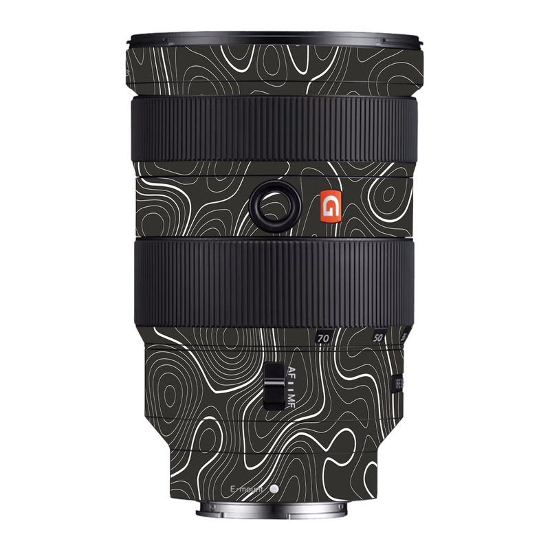 Grayscale Topographic Lines Sony 24-70mm Camera Lens Skin