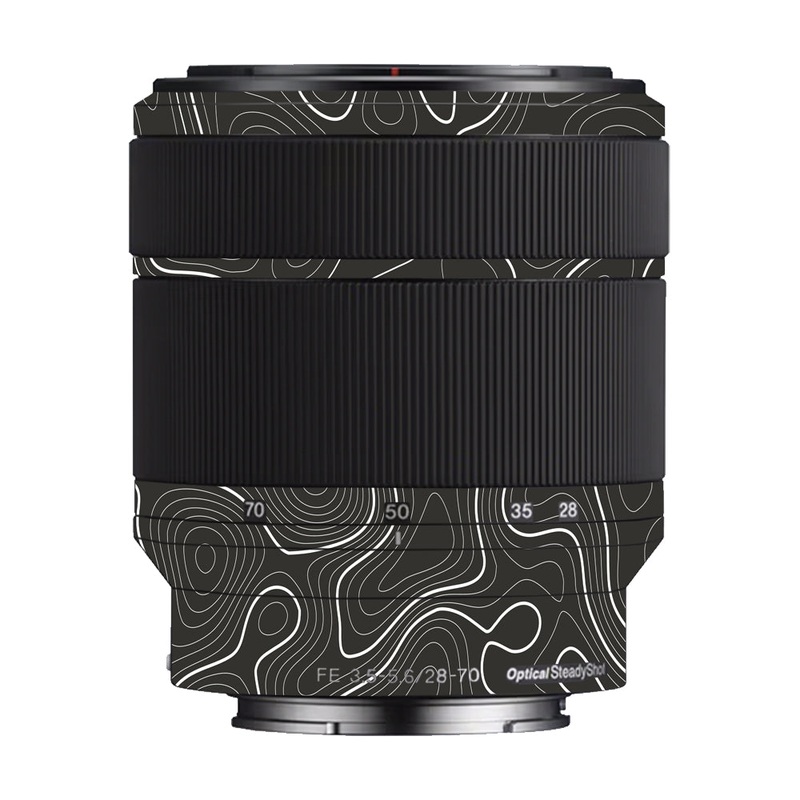 Grayscale Topographic Lines Sony 28-70mm Camera Lens Skin