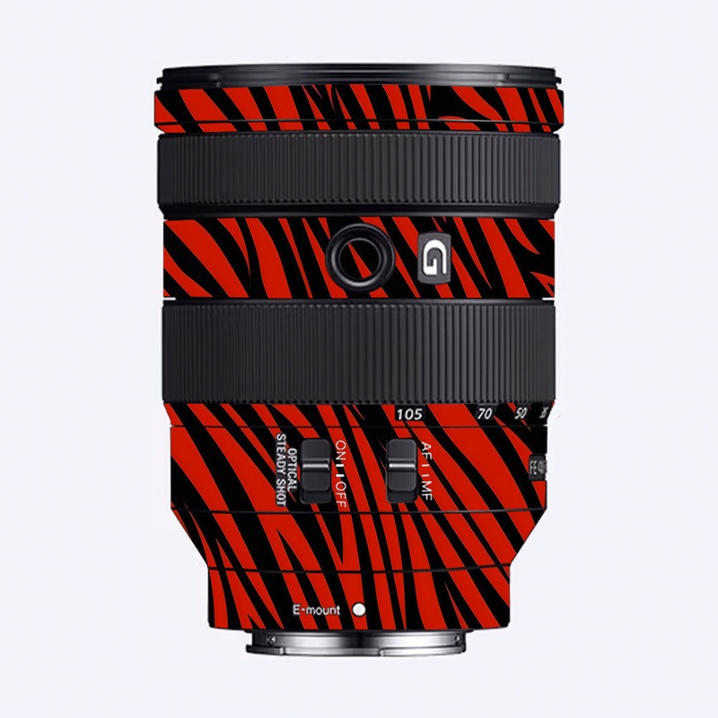 Red and Black Stripes Sony 24-105mm Camera Lens Skin