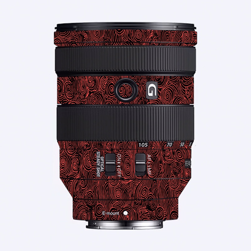 Red Spirals Sony 24-105mm Camera Lens Skin