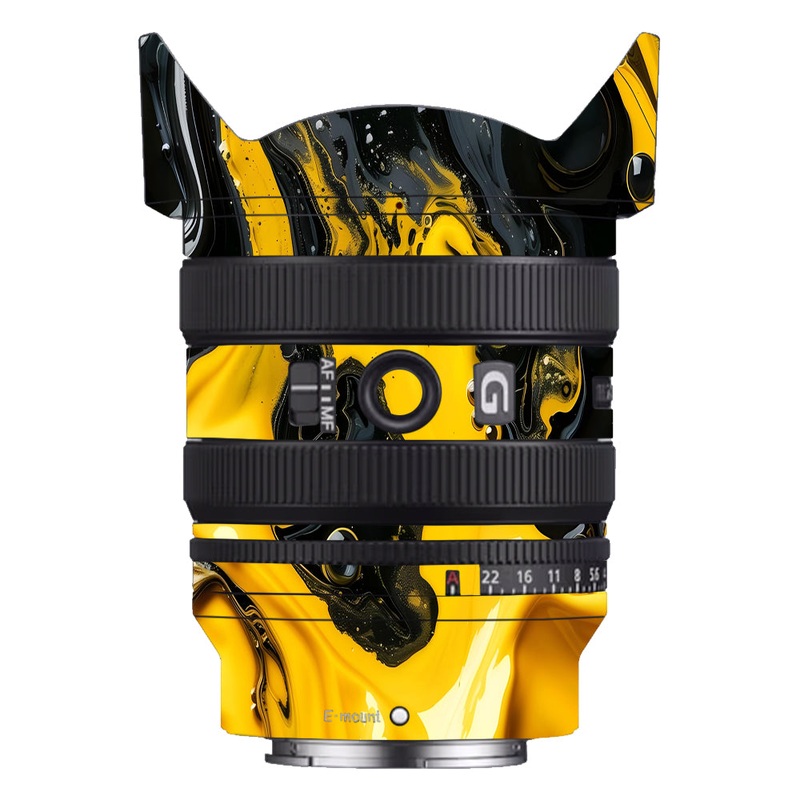 Yellow and Black Paint Swirls Sony 24-50mm Camera Lens Skin