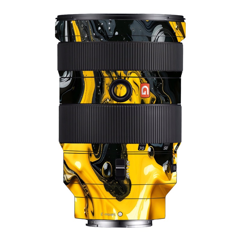 Yellow and Black Paint Swirls Sony 24-70mm Camera Lens Skin