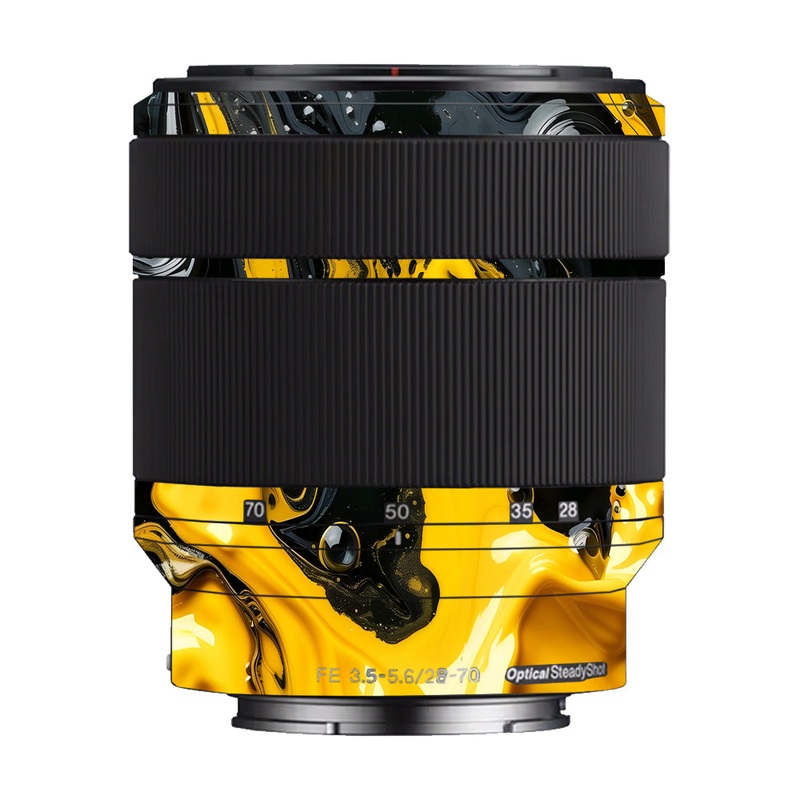 Yellow and Black Paint Swirls Sony 28-70mm Camera Lens Skin