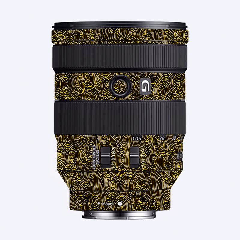 Yellow Spirals Sony 24-105mm Camera Lens Skin