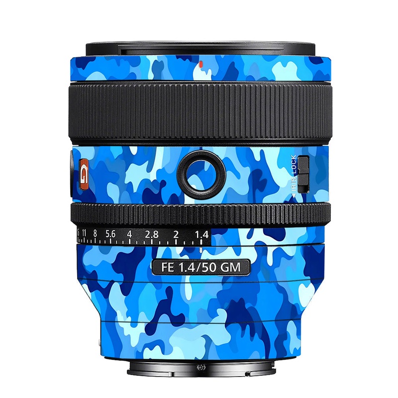 Arctic Blue Camo Pattern Sony 50mm 1.4 Camera Lens Skin