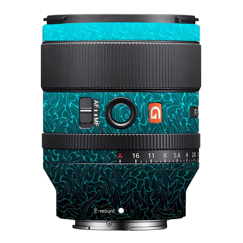 Cyan Blue to Black Gradient Sony 35mm 1.4 Camera Lens Skin