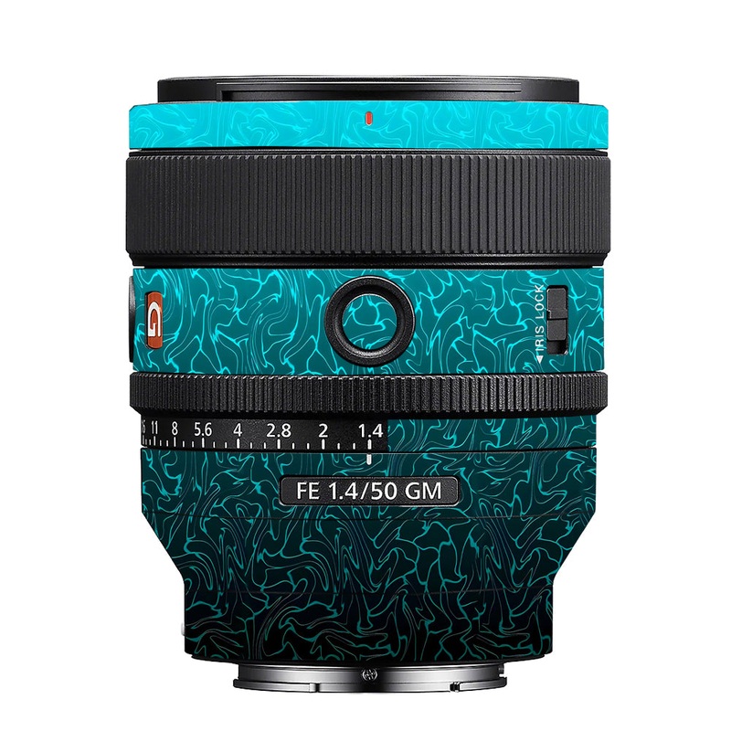 Cyan Blue to Black Gradient Sony 50mm 1.4 Camera Lens Skin
