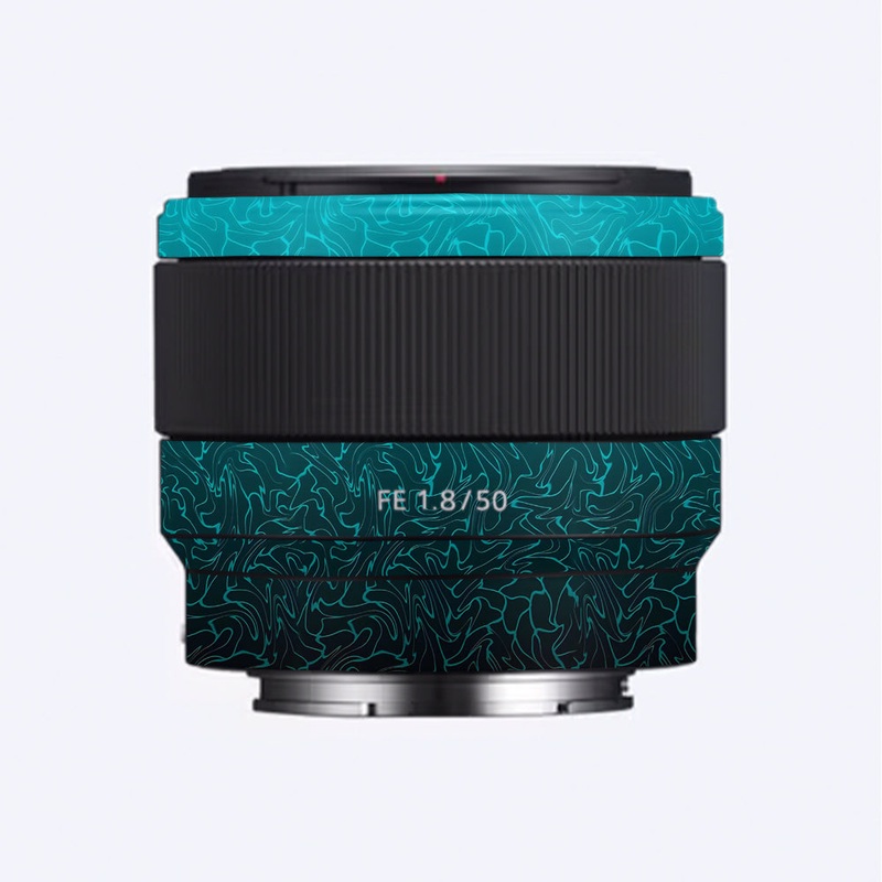 Cyan Blue to Black Gradient Sony 50mm 1.8 Camera Lens Skin