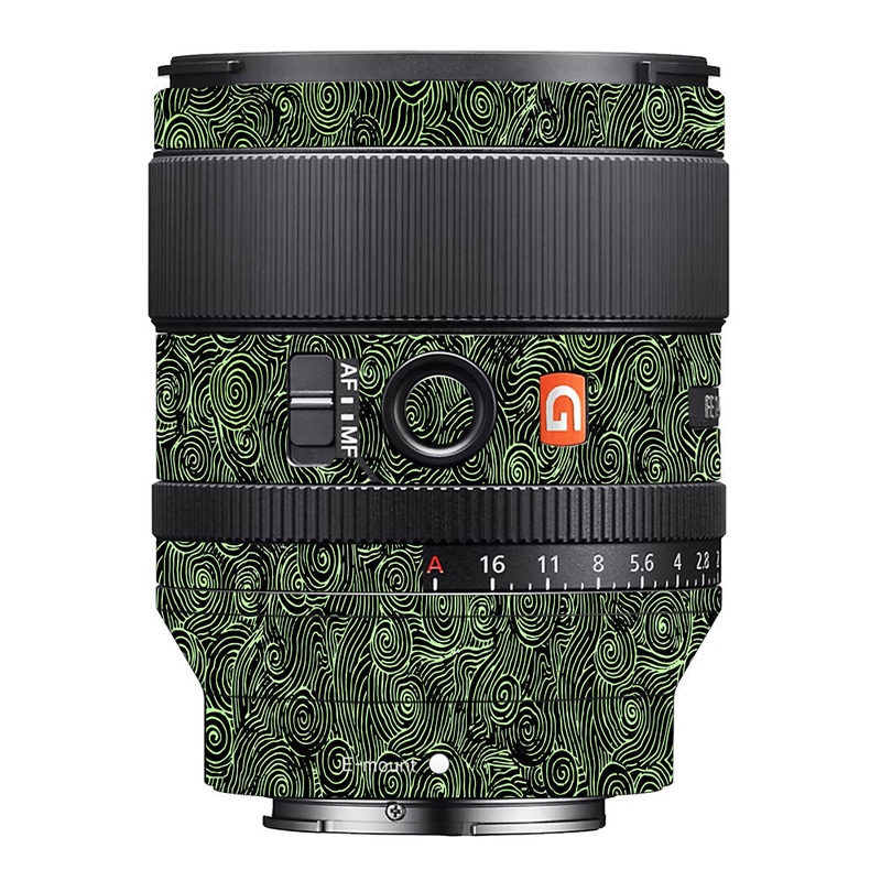 Green Spirals Sony 35mm 1.4 Camera Lens Skin