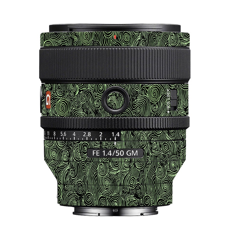 Green Spirals Sony 50mm 1.4 Camera Lens Skin