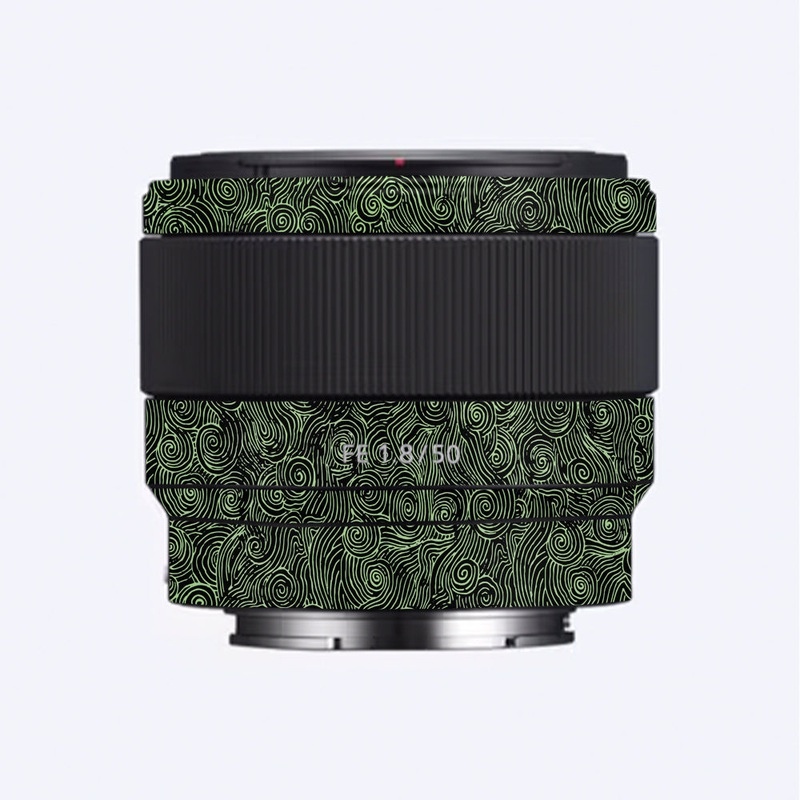 Green Spirals Sony 50mm 1.8 Camera Lens Skin