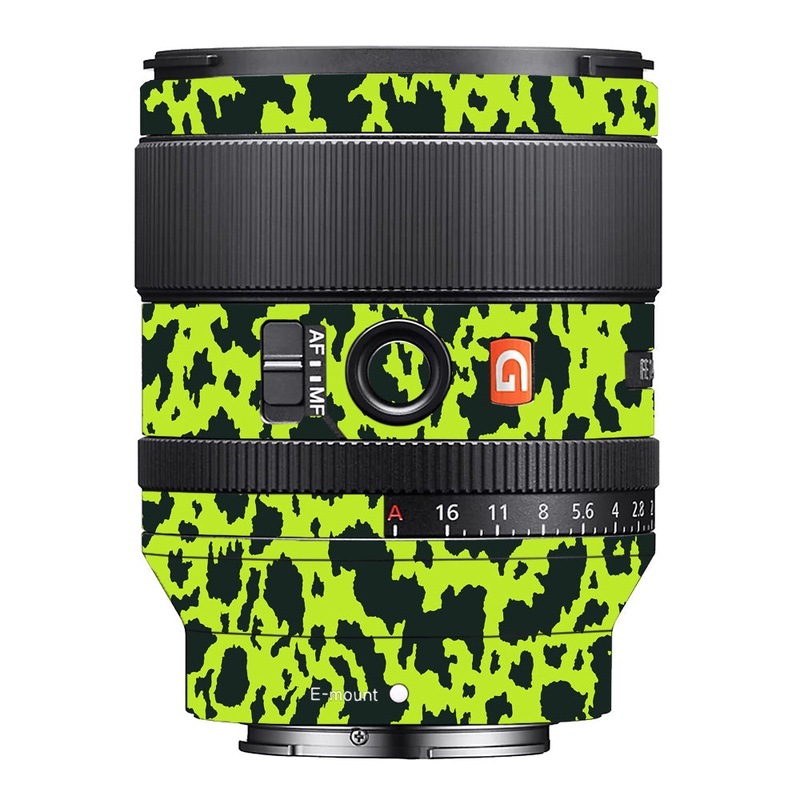 Neon Green Splatter Sony 35mm 1.4 Camera Lens Skin