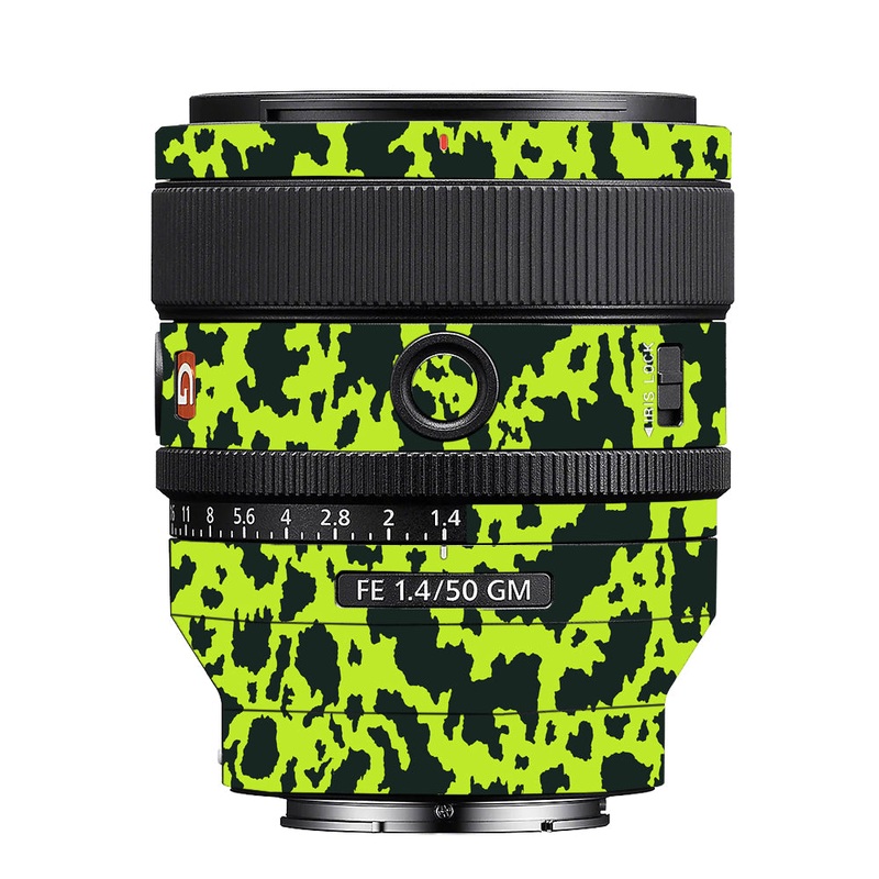 Neon Green Splatter Sony 50mm 1.4 Camera Lens Skin