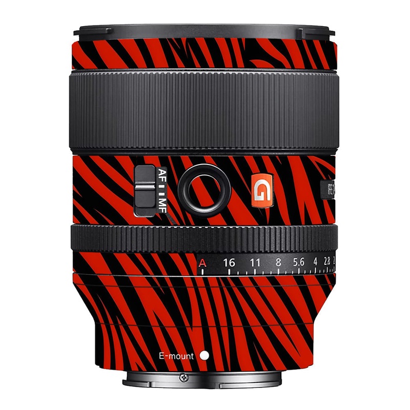 Red and Black Stripes Sony 35mm 1.4 Camera Lens Skin